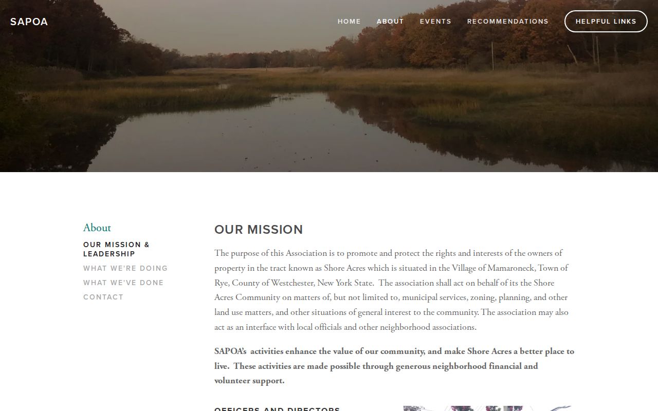 Village of Mamaroneck neighbors Shore Acres Property Owners Association civic information